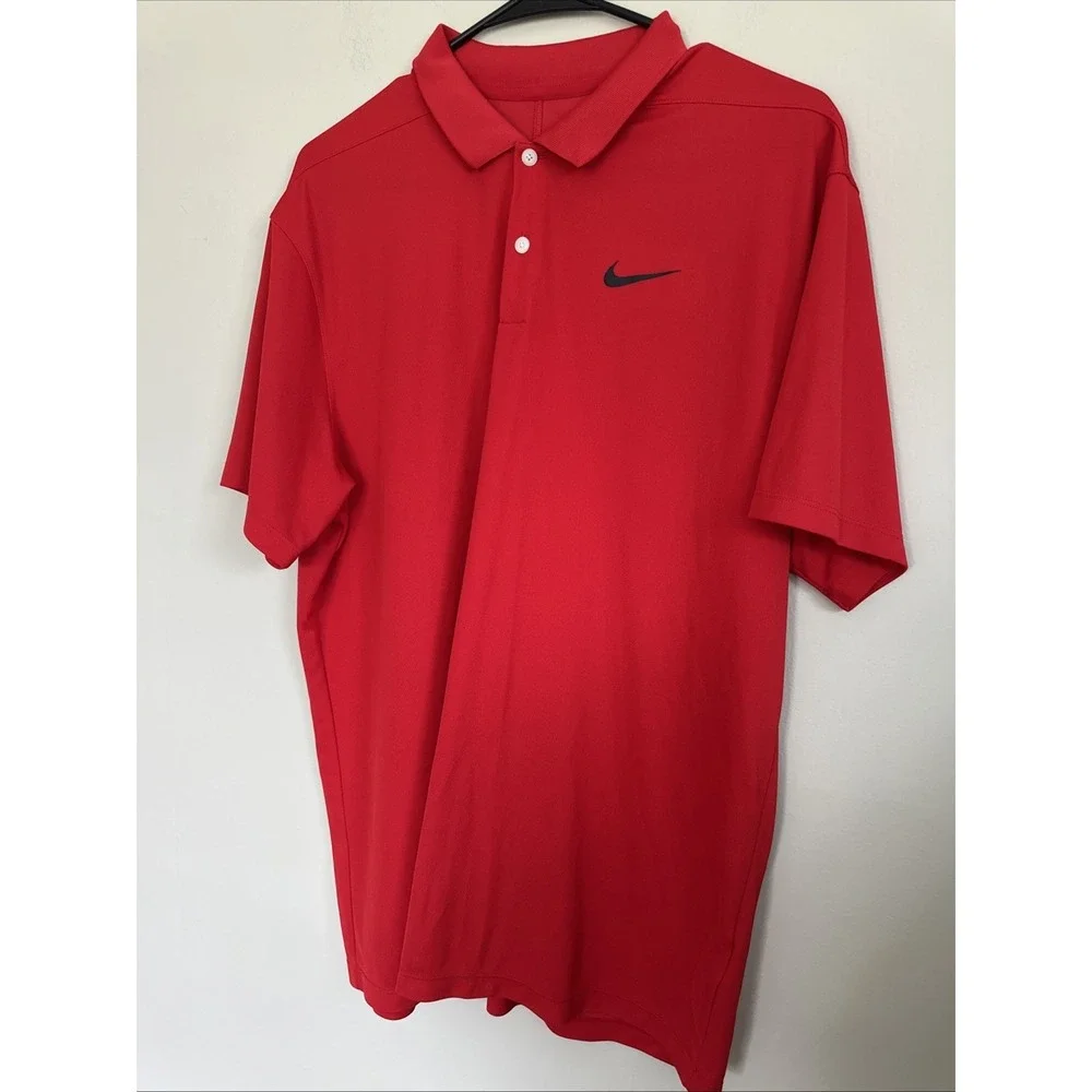 Nike Dri-FIT Standard Fit Men's Red Short Sleeve Golf Polo Shirt Size L